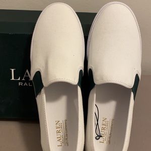 White Slip on sneaker. Spring into Spring with this beautiful sneakers by RL